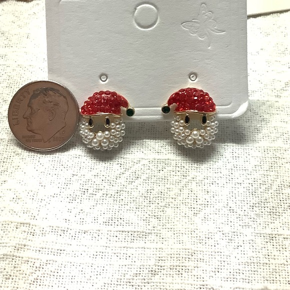 🌼 Bearded Santa Claus in Red Hat Stud Earrings - Picture 3 of 4